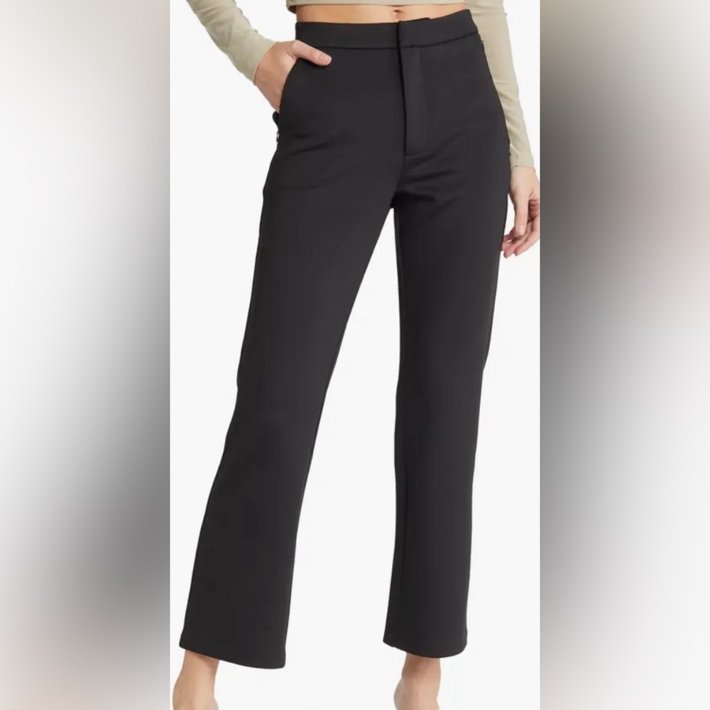 NWT - Good American Black Shiny Scuba Cropped Trousers Size 20